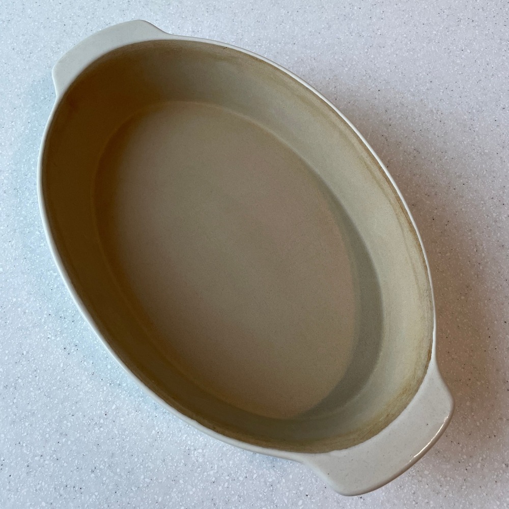 14"x8" Pampered Chef Family Heritage Stoneware Oval Baker New Traditions 1990s